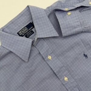 Polo Ralph Lauren Andrew Fit Blue Gingham Check Button Down Shirt Men 15.5 34/35